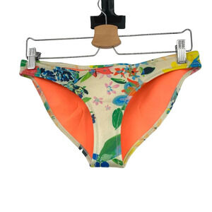 Triangl Neoprene Floral Print Bikini Bottom Tan Multicolor Size Large